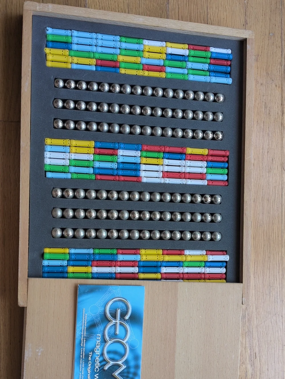 Vintage Geomag Swiss Magnetic Building Set Wooden Box European STEM Toy